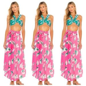 PatBo Pandola Cropped Pant Pants Hot Pink Floral Belt - Size 2 - with tags